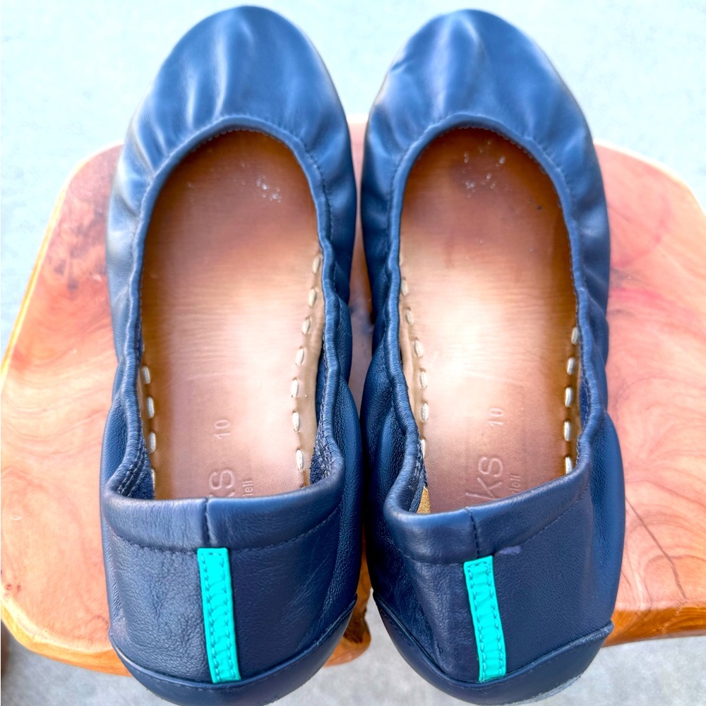 TIEKS by Gavrieli Women's Shoes Size 10 California Navy Leather Ballet Flats